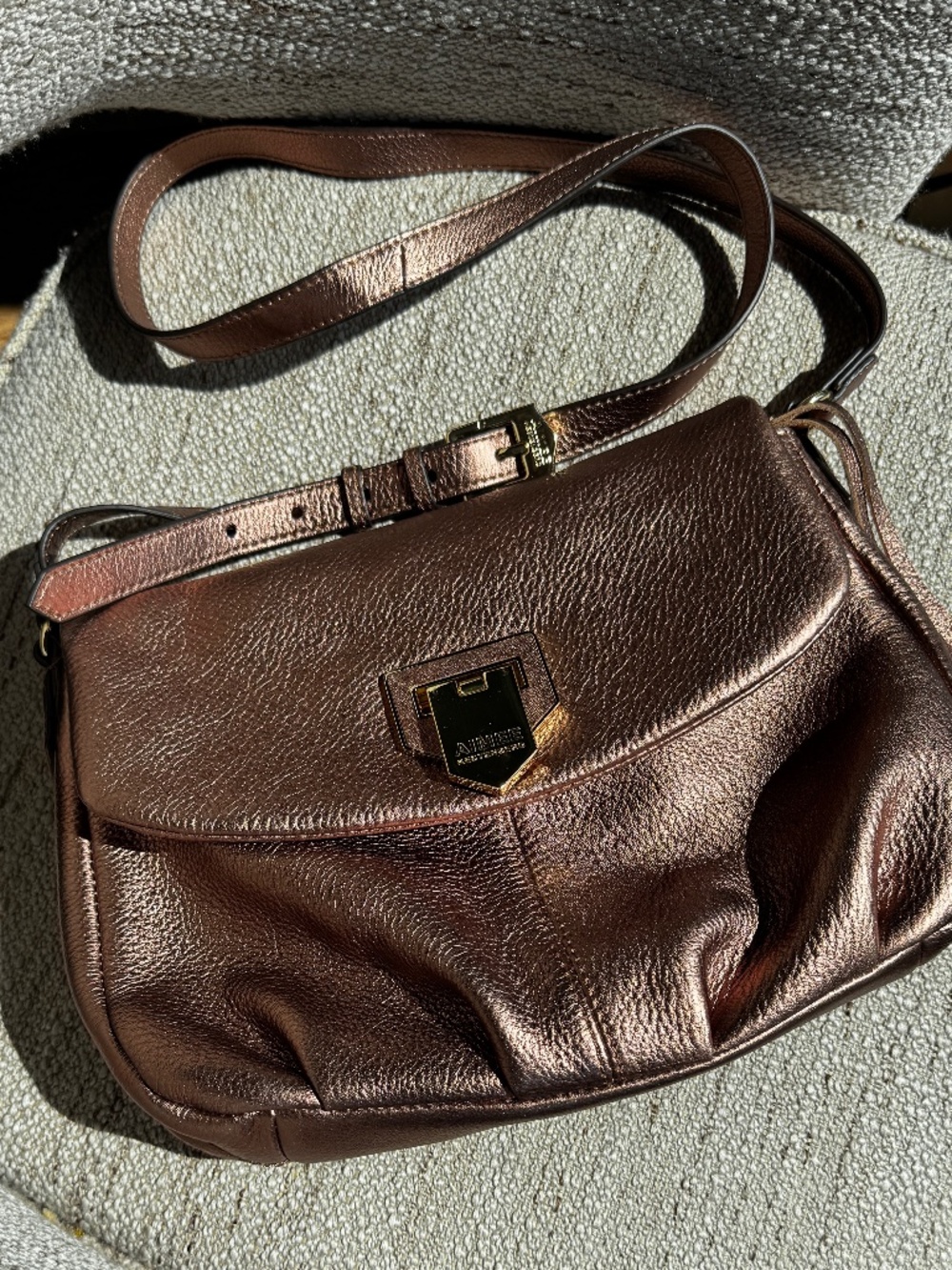 Aimee Kestenberg Bronze Leather Shoulder Bag - Like New! (QVC A269118)